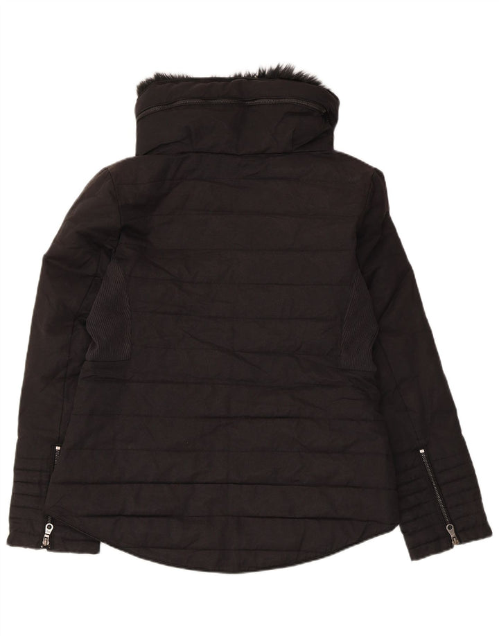 MINT VELVET Womens Padded Jacket UK 12 Medium Black Cotton