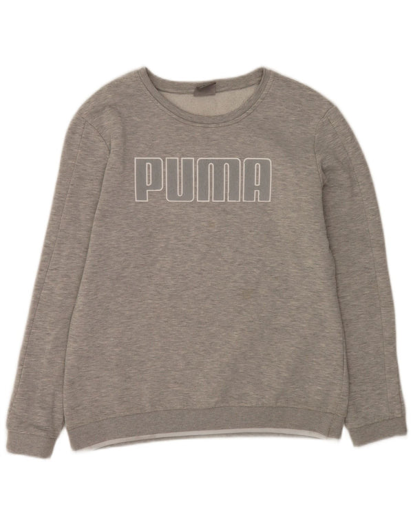 Puma Womens Graphic Sweatshirt Jumper UK 16 Large Grey Flecked Cotton