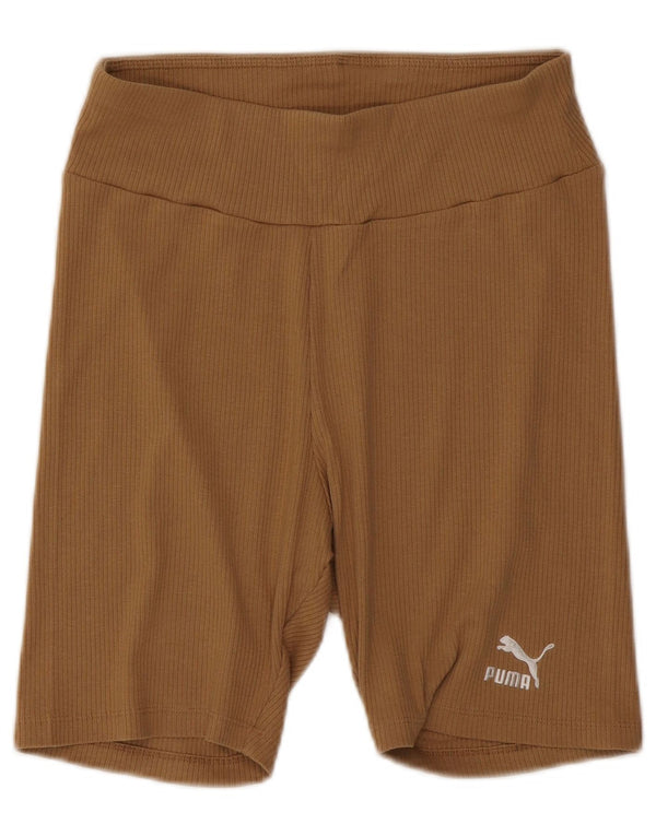 Puma Womens Sport Shorts UK 14 Large Beige Cotton