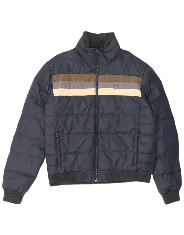 Sun68 Mens Padded Jacket UK 44 2XL Navy Blue Colourblock Polyamide