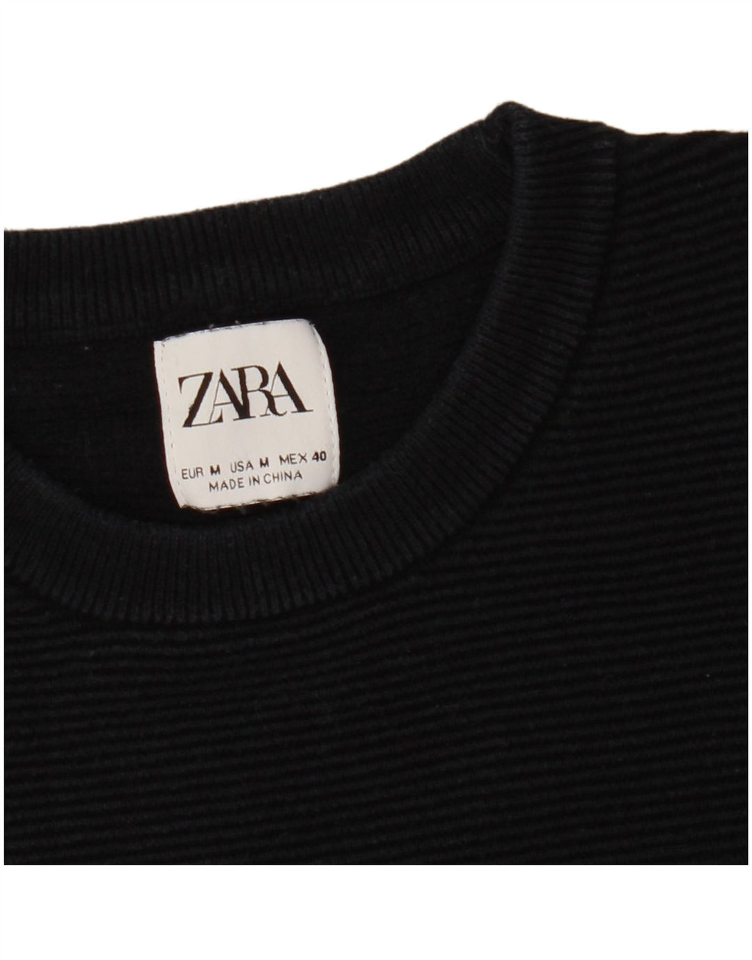 Zara Womens Crew Neck Jumper Sweater UK 14 Medium Navy Blue