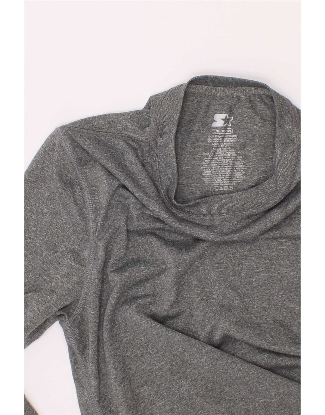 Starter Boys Top Long Sleeve 10-11 Years Large Grey Flecked Polyester