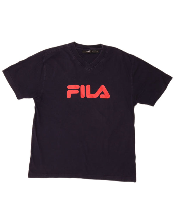FILA Mens Graphic T-Shirt Top Medium Navy Blue Cotton