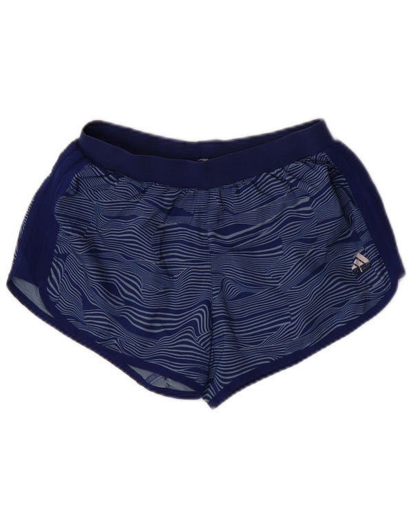 Adidas Womens Running Sport Shorts UK 10 Small Navy Blue Striped Sports