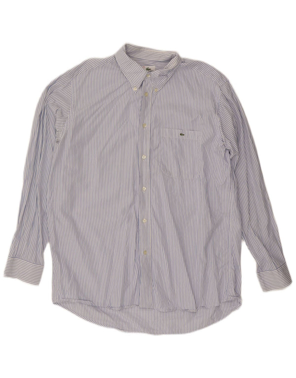 LACOSTE Mens Shirt Size 42 Large Blue Pinstripe Cotton