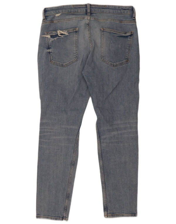 Zara Mens Distressed Slim Jeans EU 42 Large W32 L29 Blue Cotton