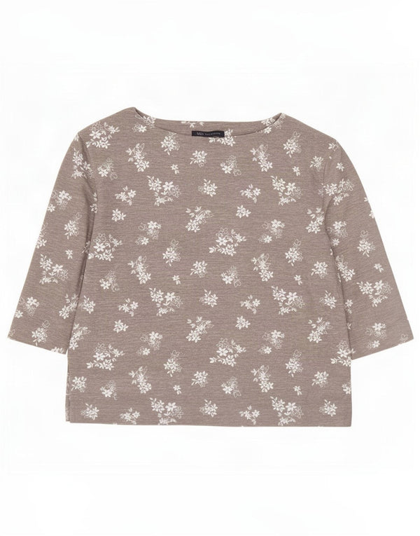Marks & Spencer Womens Oversized Top 3/4 Sleeve UK 8 Small Grey Floral