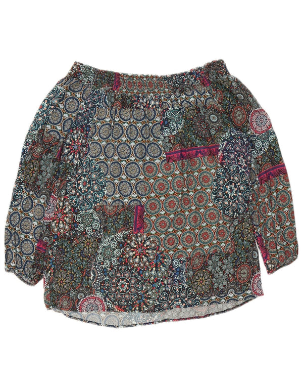 Desigual Womens 3/4 Sleeve Off Shoulder Top UK 6 XS Multicoloured Floral