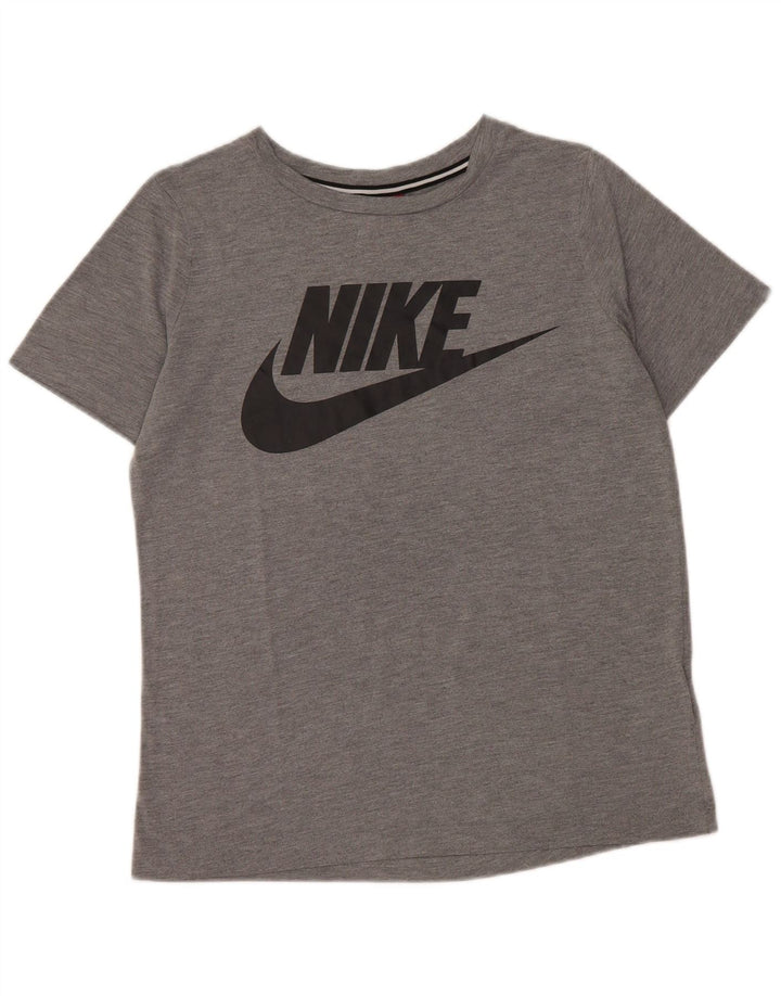 NIKE Womens Graphic T-Shirt Top UK 10 Small Grey Polyester