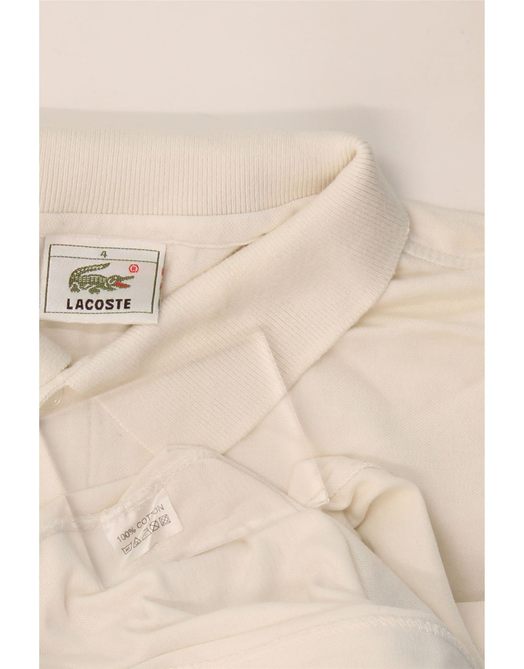 LACOSTE Mens Polo Shirt Size 4 Medium White Cotton
