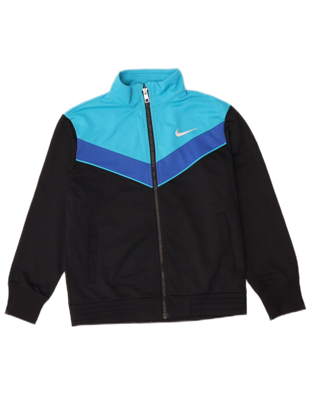 Nike Boys Tracksuit Top Jacket 10-11 Years Medium Black Colourblock