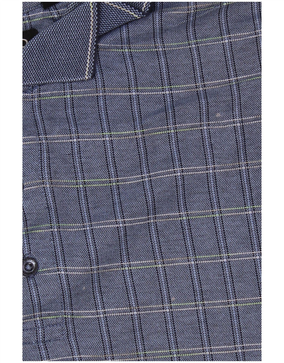 IZOD Mens Polo Shirt Large Blue Check Cotton