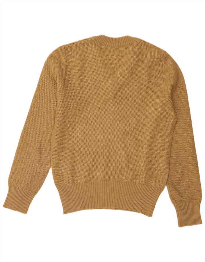 Vintage Womens V-Neck Jumper Sweater UK 10 Small Beige