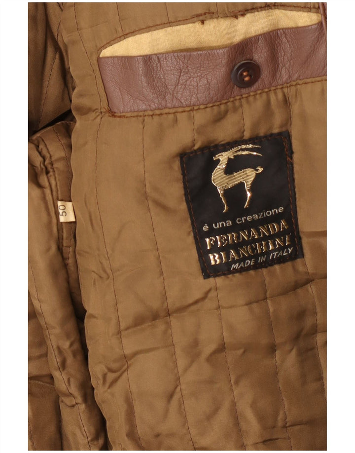 Vintage Womens Leather Jacket IT 50 XL Brown