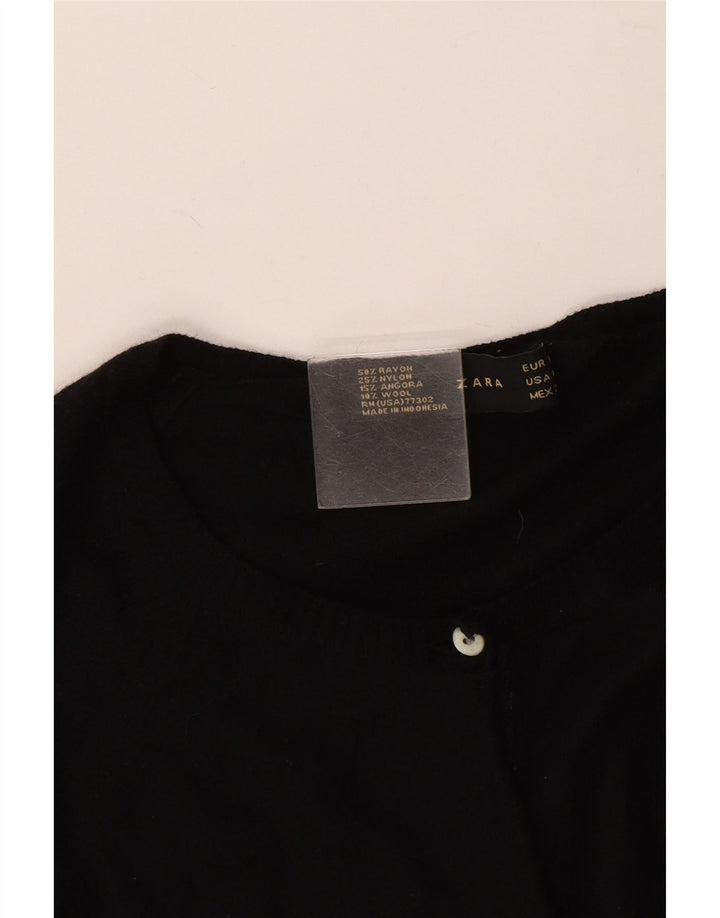 Zara Womens Cardigan Sweater UK 12 Medium Black Rayon