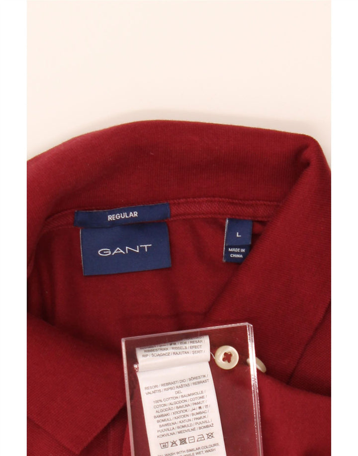 GANT Womens Regular Polo Shirt Large Burgundy Cotton Vintage Gant and Second-Hand Gant from Messina Hembry 