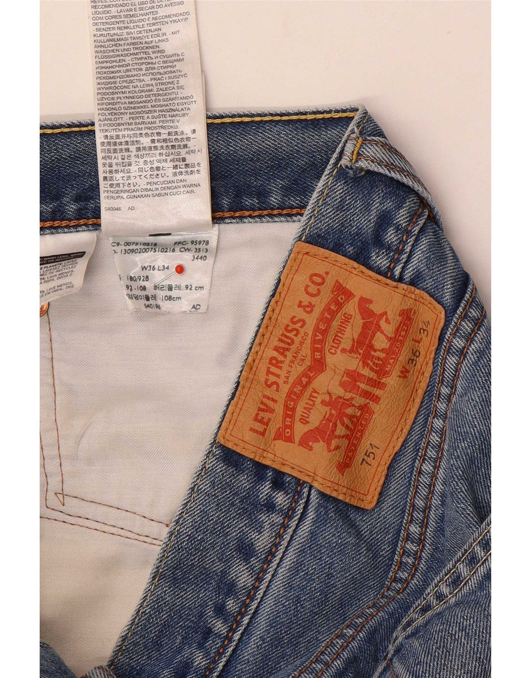 Levi's Mens 751 Denim Shorts W36 Large Blue Cotton