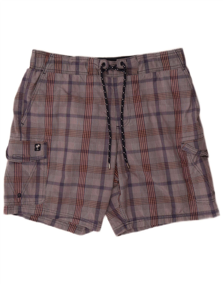 Marks & Spencer Mens Cargo Swimming Shorts Large Grey Check Cotton