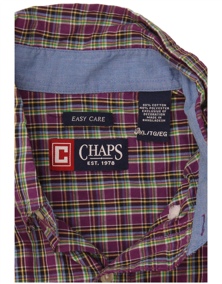 Chaps Mens Easy Care Shirt XL Purple Check Cotton