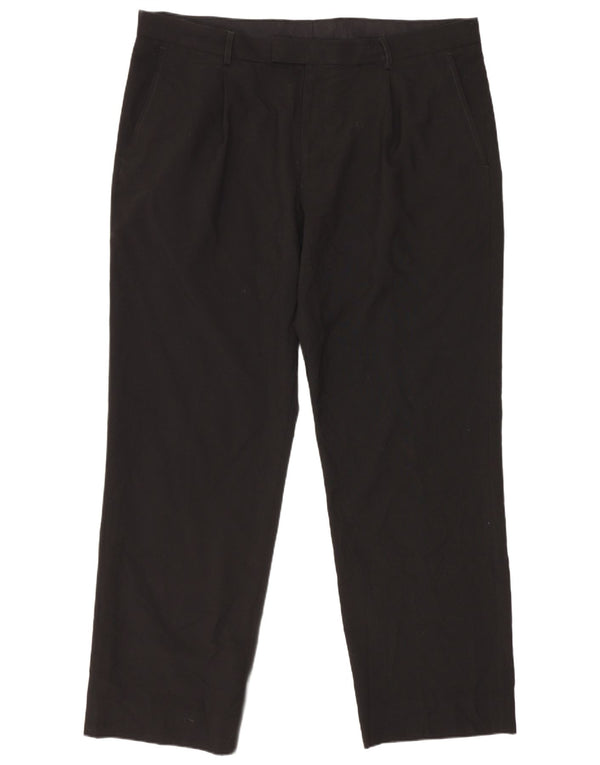 Marks & Spencer Mens Straight Suit Trousers W39 L31 Black Polyester