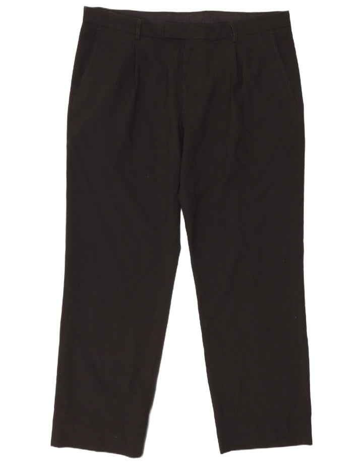 Marks & Spencer Mens Straight Suit Trousers W39 L31 Black Polyester