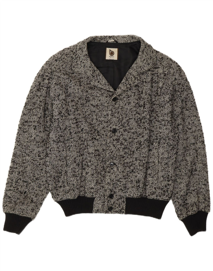 Bignami Mens Bomber Jacket UK 42 XL Grey Herringbone Wool