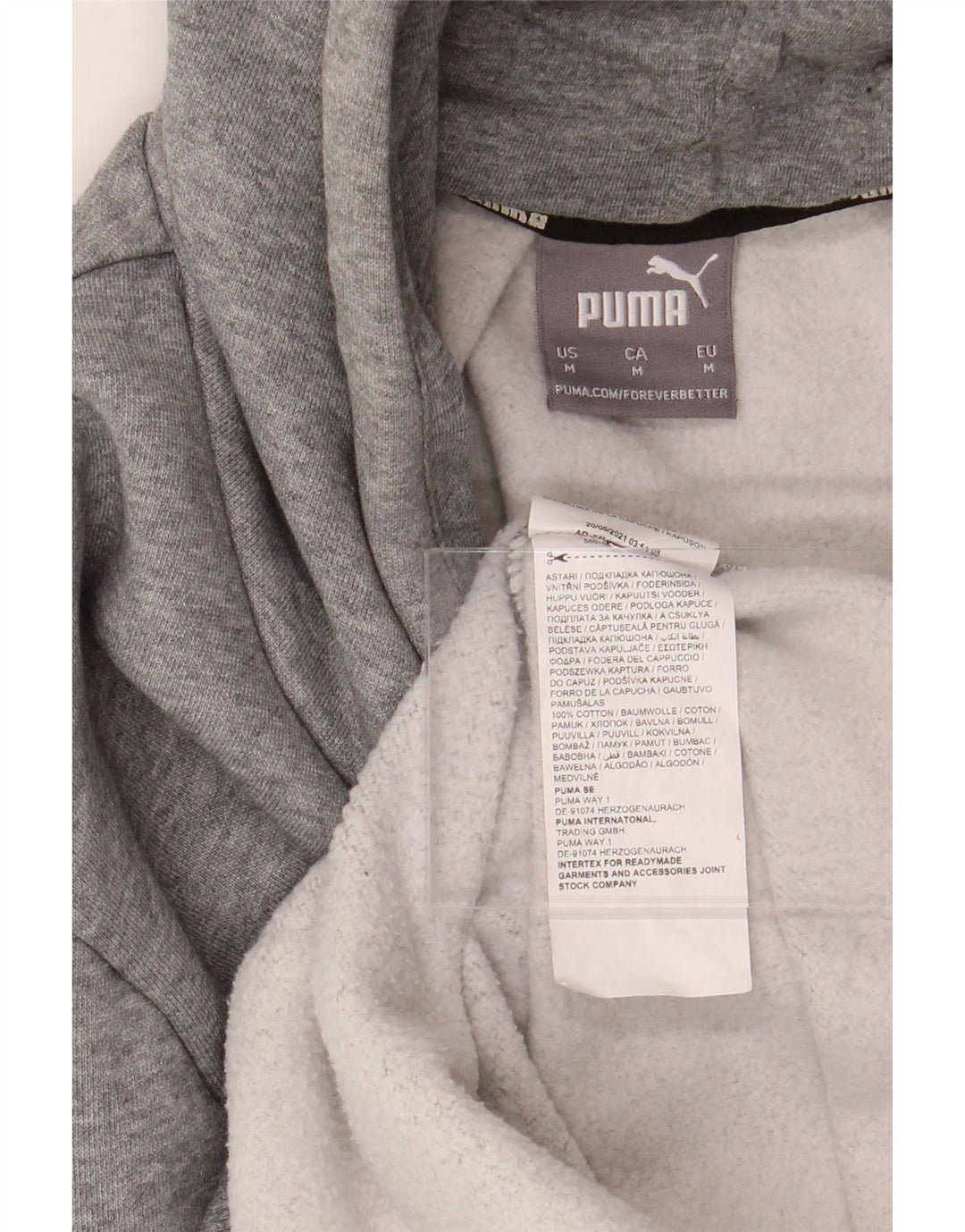 PUMA Mens Graphic Hoodie Jumper Medium Grey Cotton Vintage Puma and Second-Hand Puma from Messina Hembry 