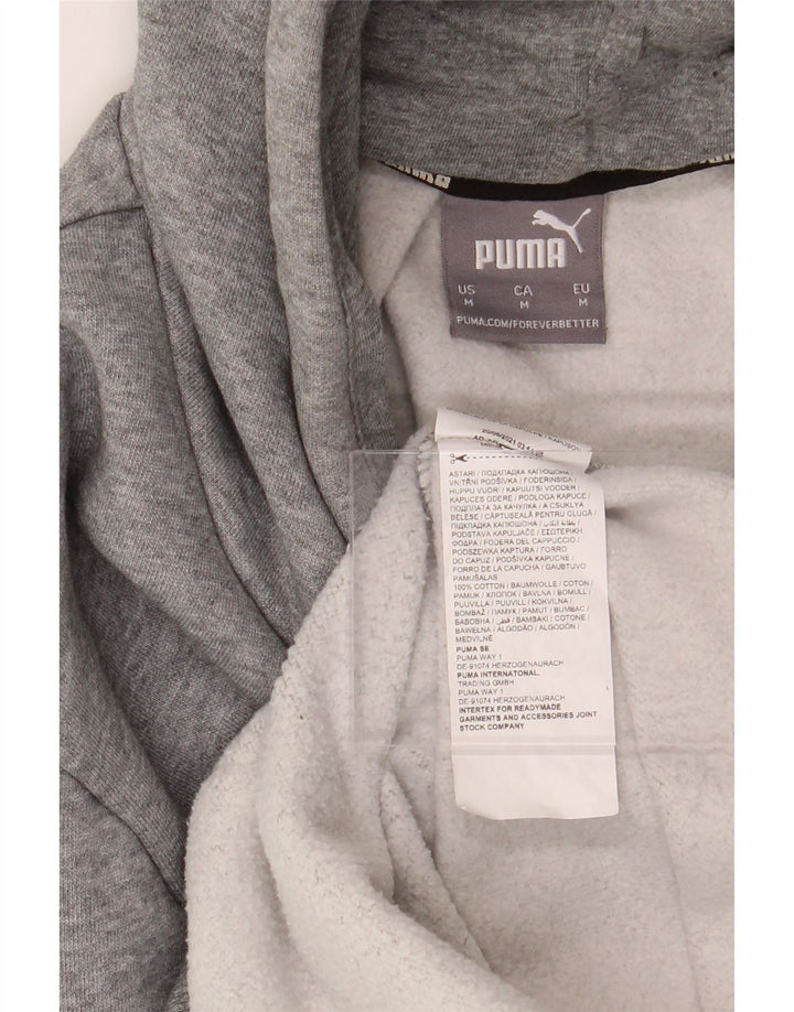 PUMA Mens Graphic Hoodie Jumper Medium Grey Cotton Vintage Puma and Second-Hand Puma from Messina Hembry 