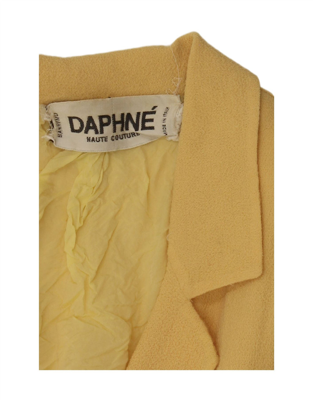 DAPHNE Womens 3/4 Sleeve Open Blazer Jacket UK 14 Medium Yellow Vintage Daphne and Second-Hand Daphne from Messina Hembry 