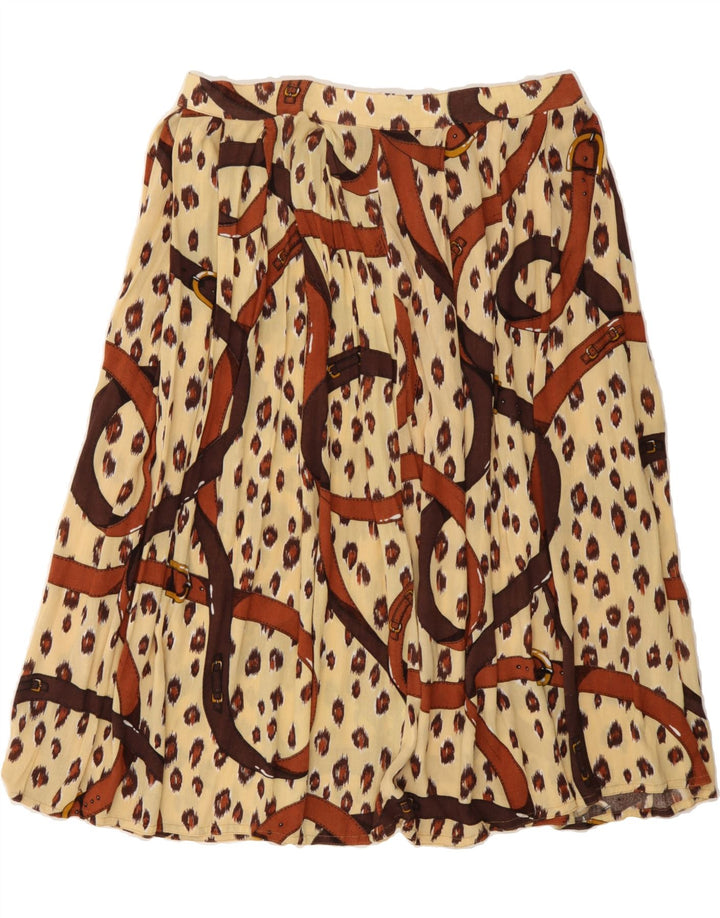 VINTAGE Womens Abstract Pattern Flared Skirt W34 Large Beige Vintage Vintage and Second-Hand Vintage from Messina Hembry 