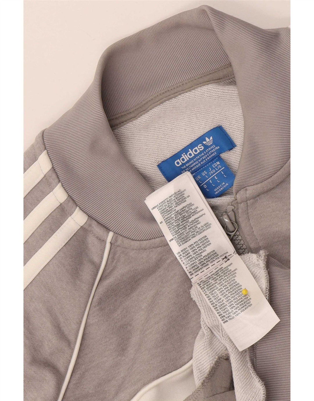 Adidas Mens Tracksuit Top Jacket Large Grey Colourblock Polyester