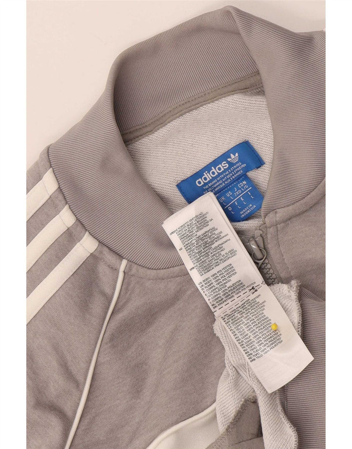 Adidas Mens Tracksuit Top Jacket Large Grey Colourblock Polyester
