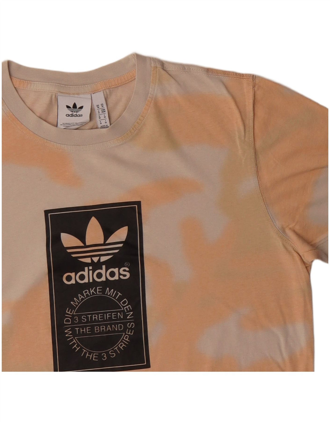Adidas Mens Graphic T-Shirt Top Medium Orange Tie Dye Cotton