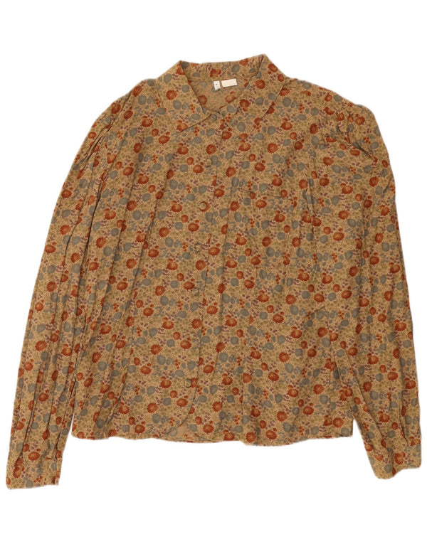 Vintage Womens Shirt Blouse IT 48 XL Beige Floral