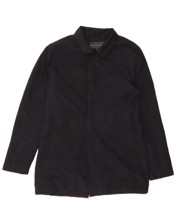 French Connection Mens Overcoat UK 40 Large Navy Blue Polyester