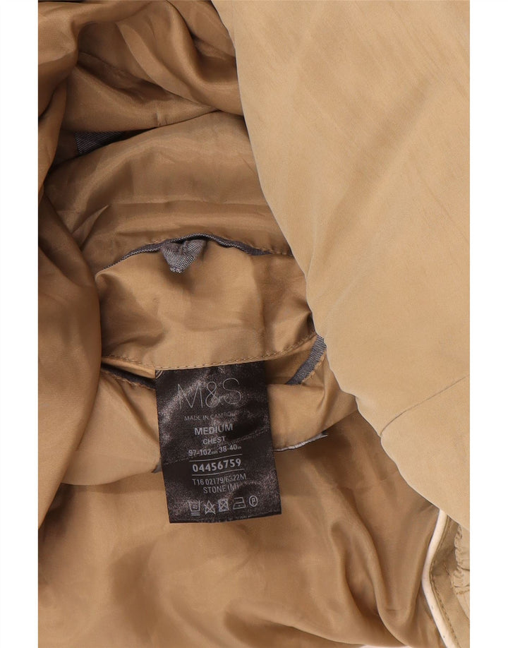 Marks & Spencer Mens Bomber Jacket UK 38 Medium Beige Polyamide
