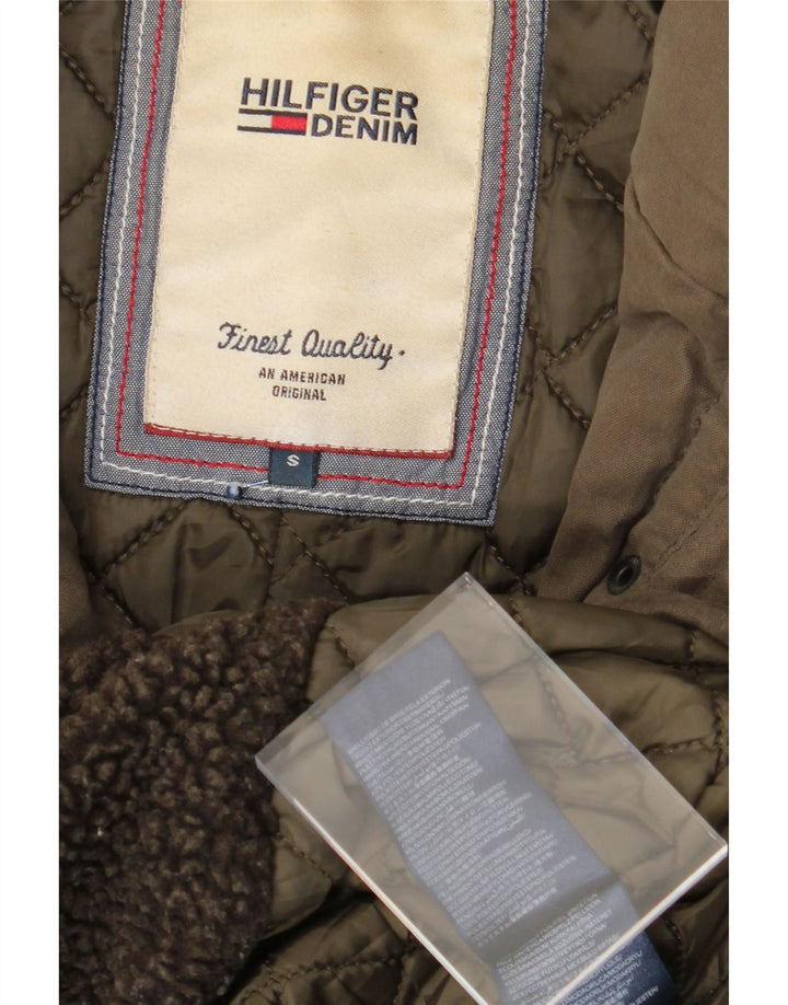 TOMMY HILFIGER Womens Hooded Parka Jacket UK 10 Small Khaki Polyester Vintage Tommy Hilfiger and Second-Hand Tommy Hilfiger from Messina Hembry 