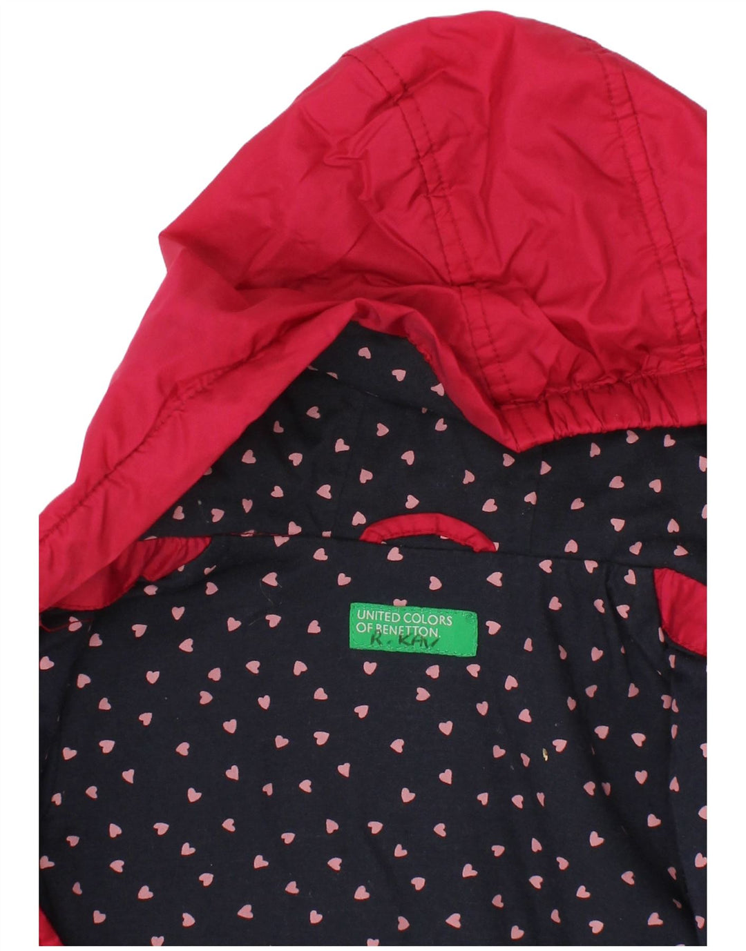BENETTON Girls Hooded Windbreaker Jacket 3-4 Years Red