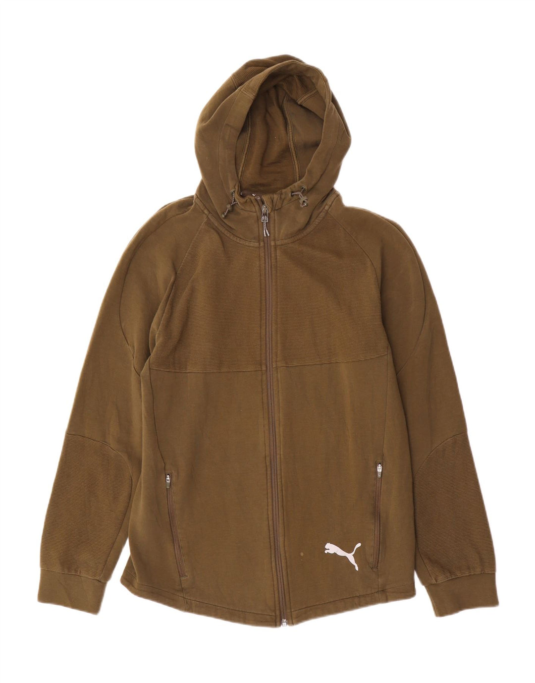 Puma Mens Zip Hoodie Sweater Medium Khaki