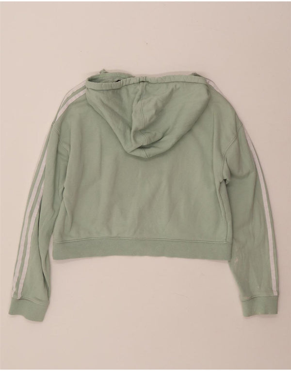ADIDAS Womens Crop Oversized Hoodie Jumper UK 8 Small Green Cotton