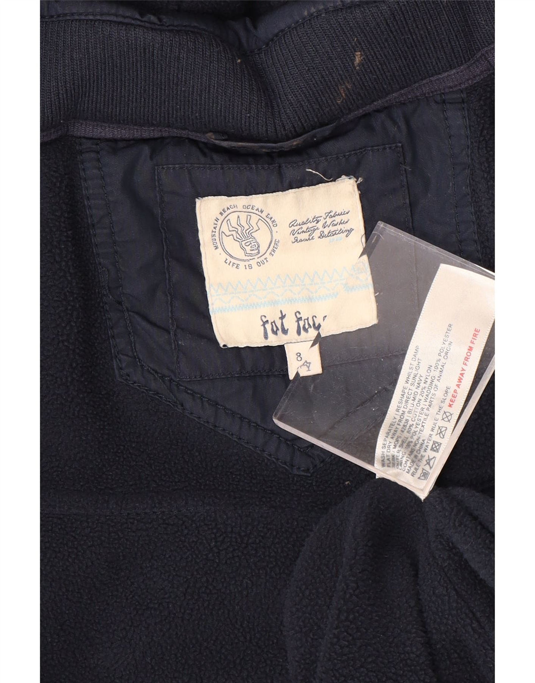 FAT FACE Boys Hooded Padded Gilet 7-8 Years Navy Blue Cotton