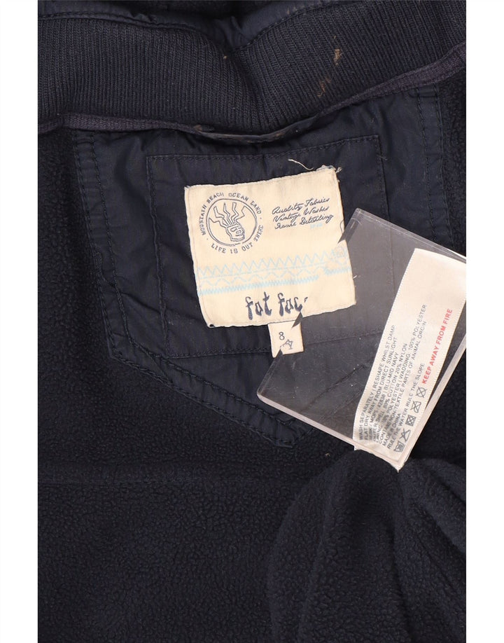 FAT FACE Boys Hooded Padded Gilet 7-8 Years Navy Blue Cotton