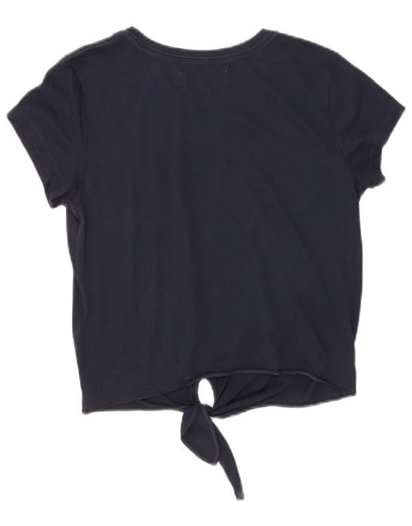 Abercrombie & Fitch Womens Crop Graphic T-Shirt Top UK 10 Small Navy Blue