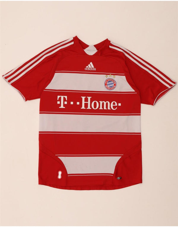 ADIDAS Boys FC Bayern Munchen Graphic T-Shirt Top 15-16 Years Red Striped