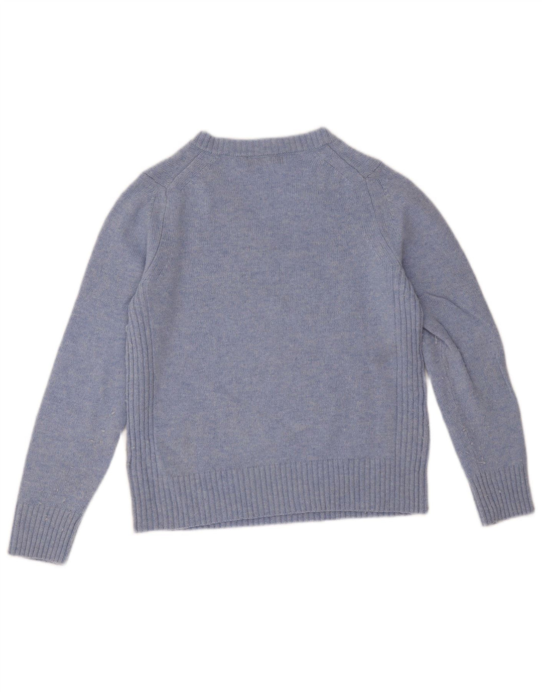 Marks & Spencer Womens V-Neck Jumper Sweater UK 12 Medium Blue Lambswool
