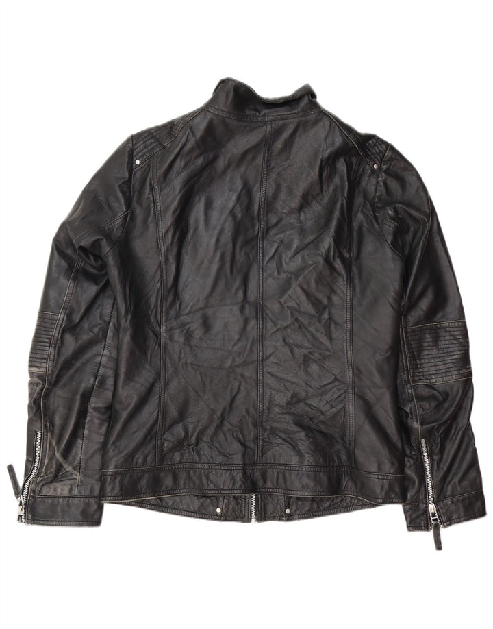 Isaco & Kawa Womens Biker Leather Jacket IT 44 Medium Black Leather
