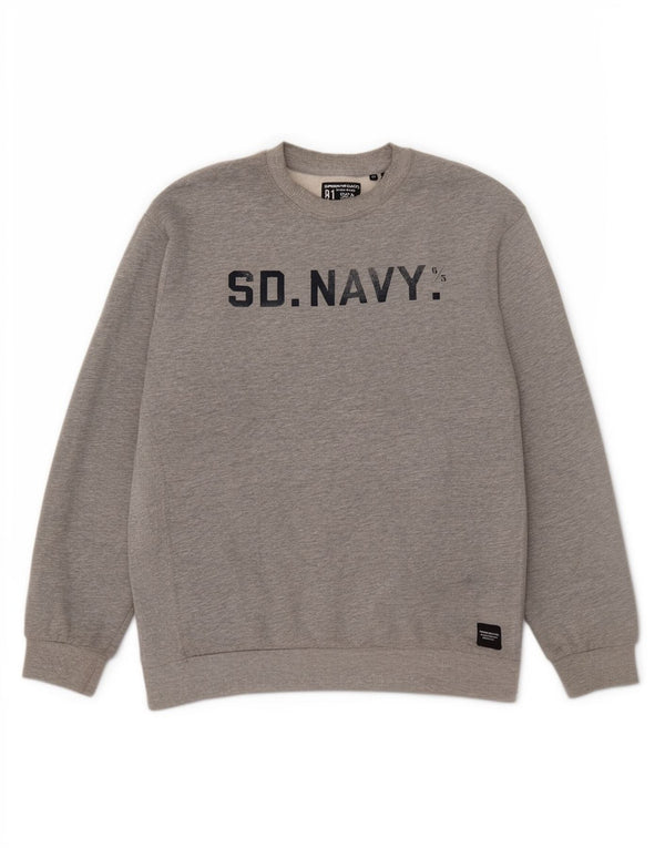 Superdry Womens Graphic Oversized Sweatshirt Jumper UK 14 Large Grey Cotton