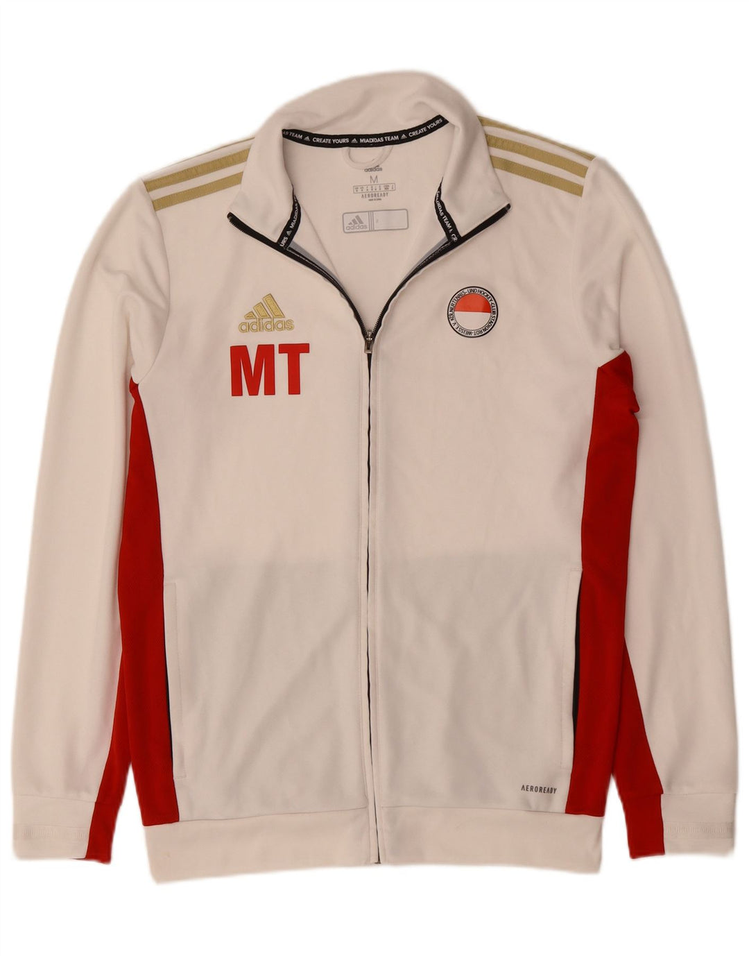 Adidas Mens Aeroready Tracksuit Top Jacket Medium Off White Colourblock