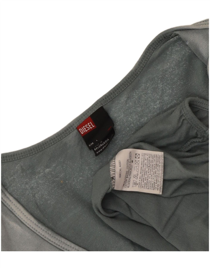 Diesel Womens Crop Top Long Sleeve UK 14 Large Blue Cotton