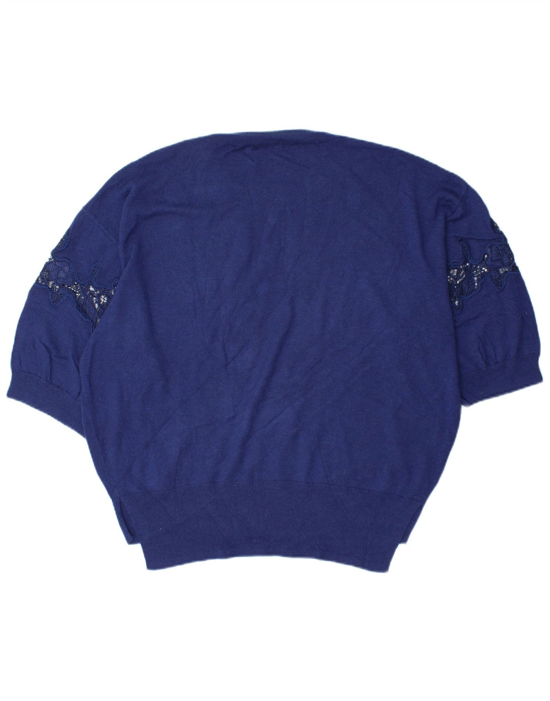 MASSIMO DUTTI Womens Oversized Crew Neck Jumper Sweater UK 14 Medium Blue